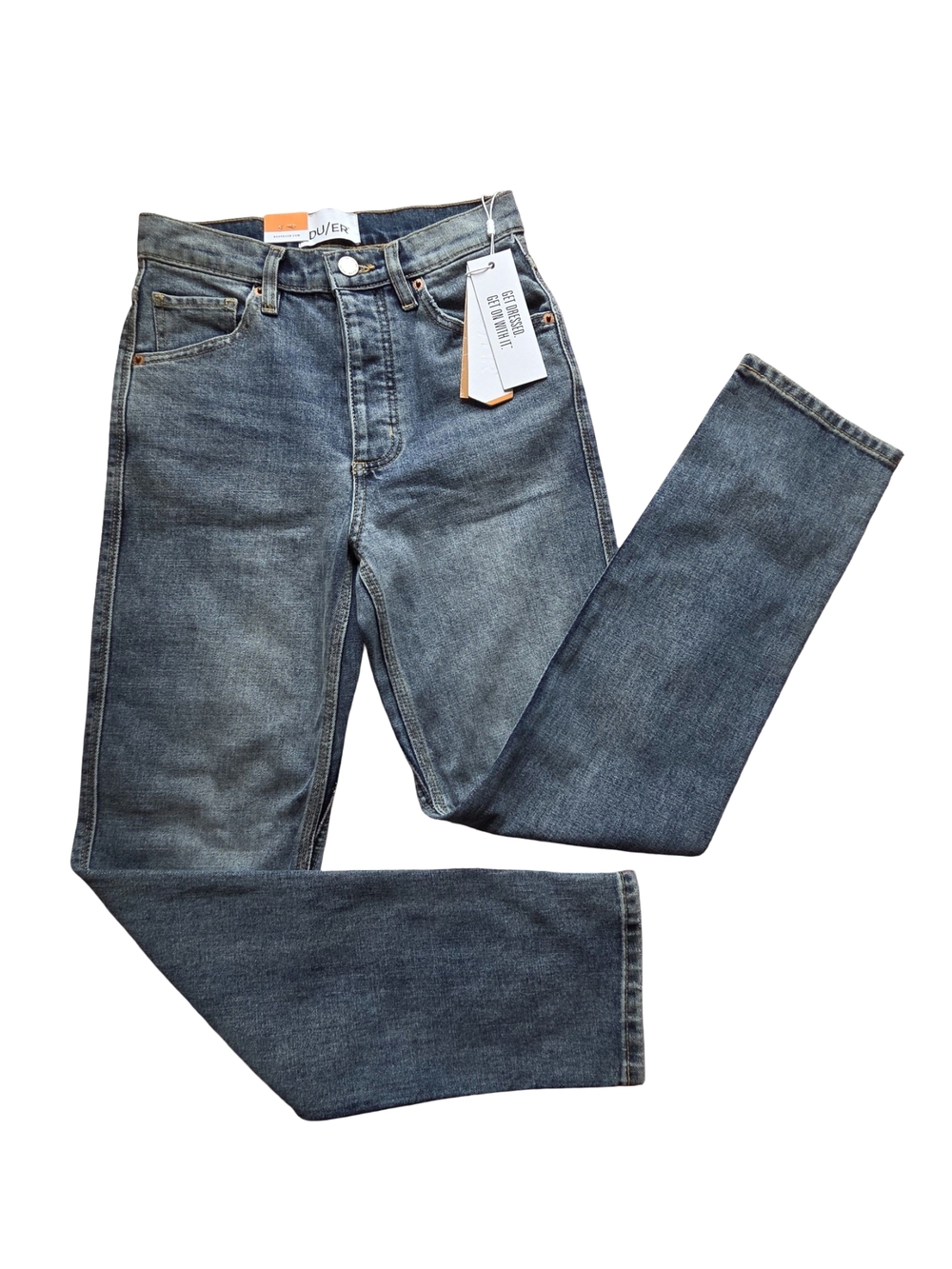 Du/er Straight-Leg Men's Jeans in Washed Blue - Unbranded